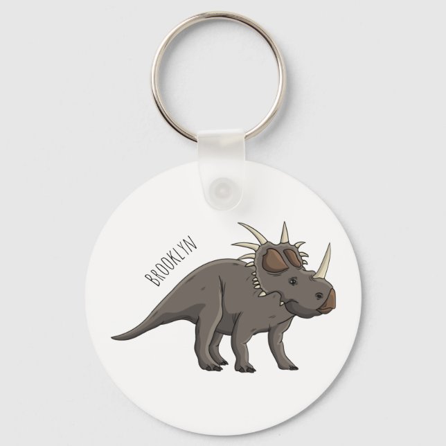 Cartoon Styracosaurus Schlüsselanhänger (Vorderseite)