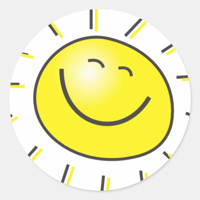 Cartoon Sun Round Aufkleber (Vorderseite)