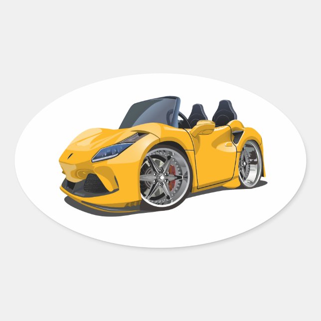 Cartoon Supercar Ovaler Aufkleber (Vorderseite)