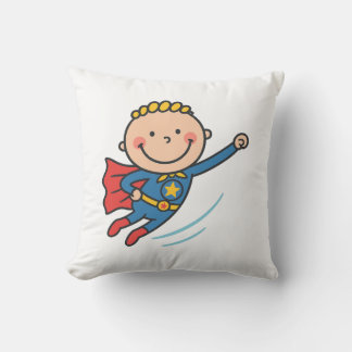 Cartoon Superhero Boy Flying Kids T - Shirt Kissen