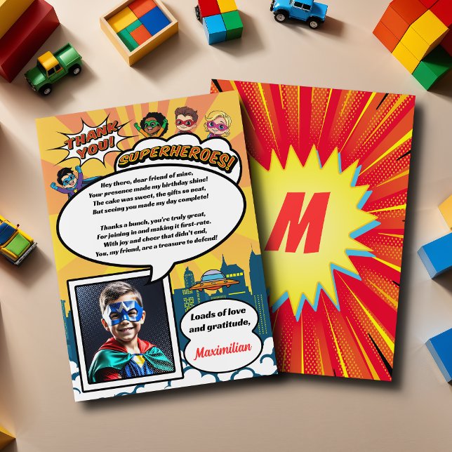 Cartoon Superhero Comic Book Foto Danke Karte (Von Creator hochgeladen)