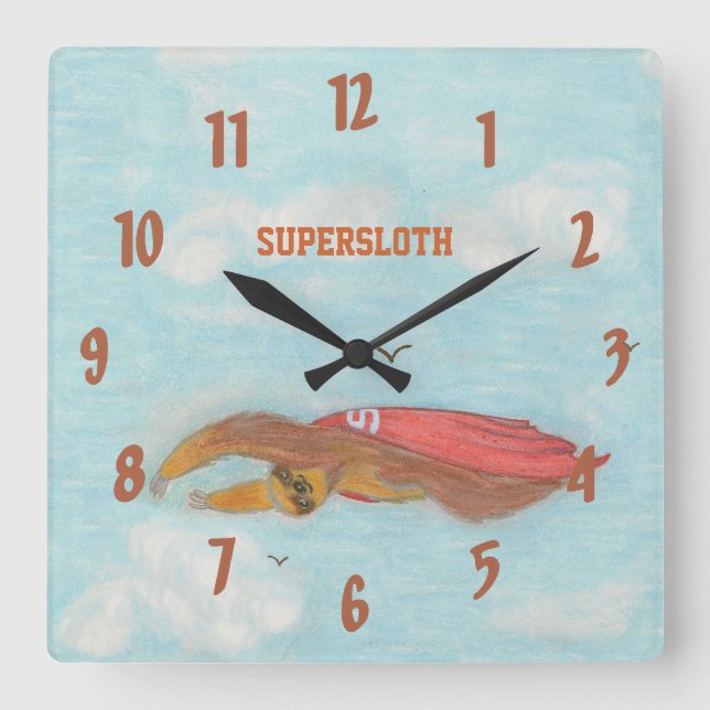 Cartoon Superslohr Quadratische Wanduhr (Vorderseite)