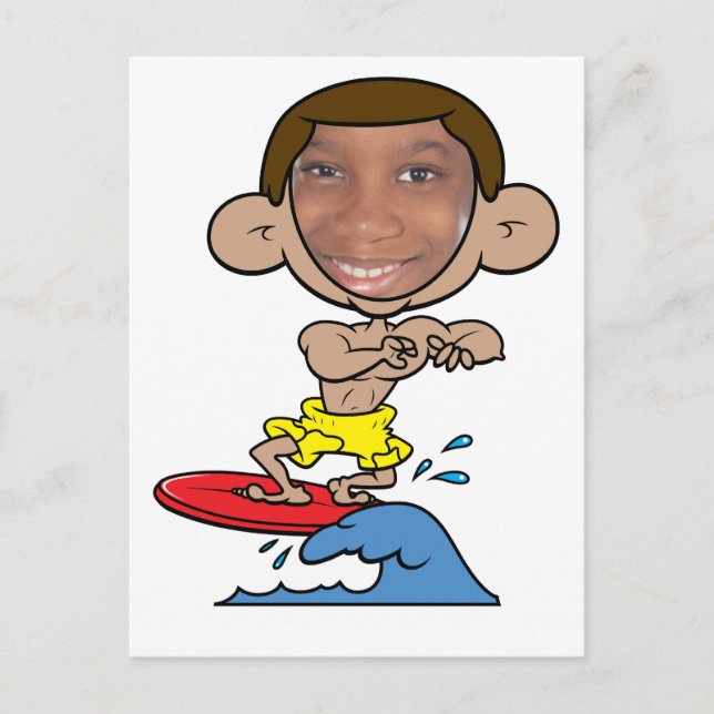 Cartoon Surfer ausschneiden Vorlagenvorlage Postkarte (Vorderseite)