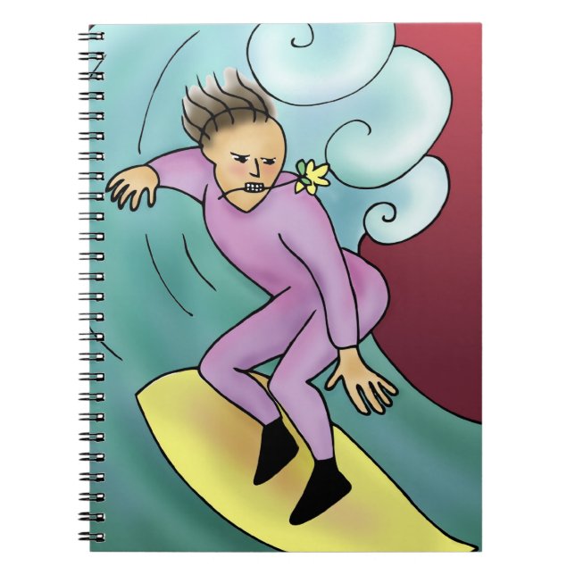 Cartoon Surfer Notizblock (Vorderseite)