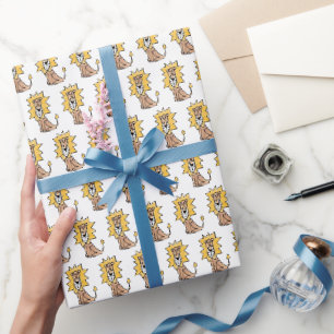 Cartoon süßer Löwe Kinder Retro Safari Dschungel T Geschenkpapier