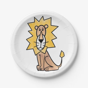 Cartoon süßer Löwe Kinder Retro Safari Dschungel T Pappteller