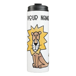 Cartoon süßer Löwe Kinder Retro Safari Dschungel T Thermosbecher
