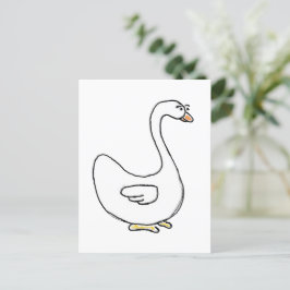 Cartoon Swan Graceful White Bird Design Postkarte
