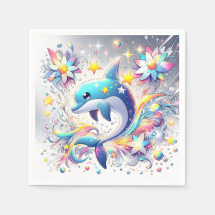 Cartoon Sweet Dolphin Baby Dusche Serviette