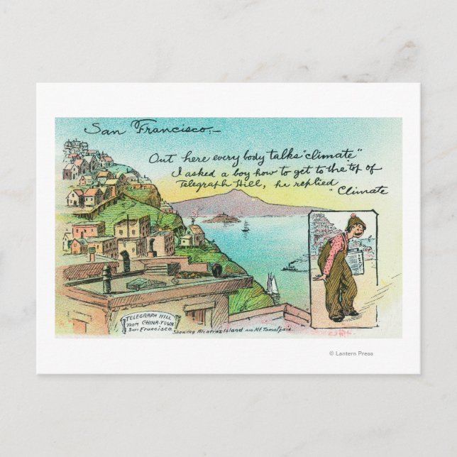 Cartoon-Szene zum Klima Postkarte (Vorderseite)