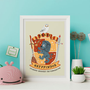 Cartoon tapferes Wappen von Gryffindor Poster