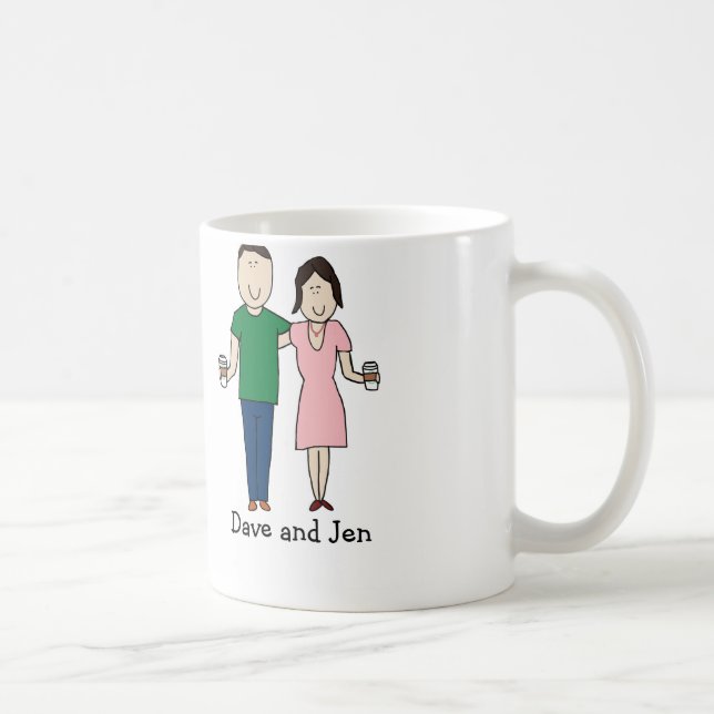 Cartoon-Tasse der liebevollen Paare des Kaffees Kaffeetasse (Rechts)