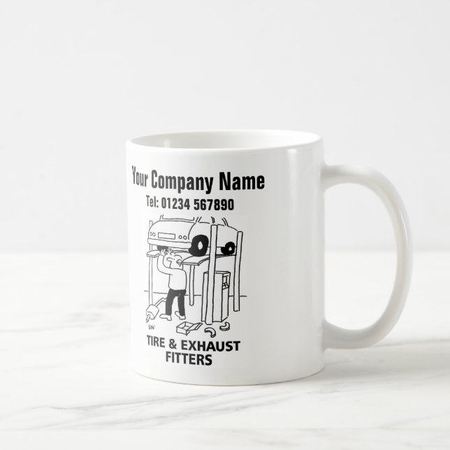 Cartoon-Tasse für Reifen und Abgasanlagen Kaffeetasse (Rechts)