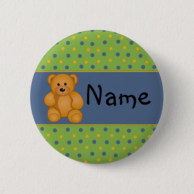 Cartoon Teddy Design Button (Vorderseite)