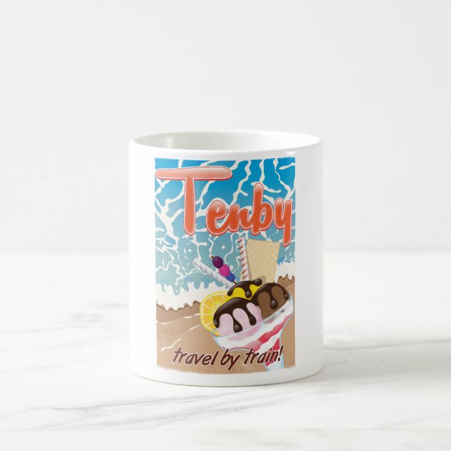 Cartoon Tenby Pembrokeshire Kaffeetasse (Mittel)