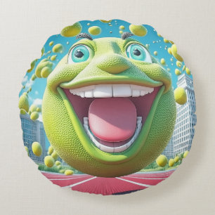 Cartoon Tennis Ball Rundkissen - Whimsical Fun Rundes Kissen