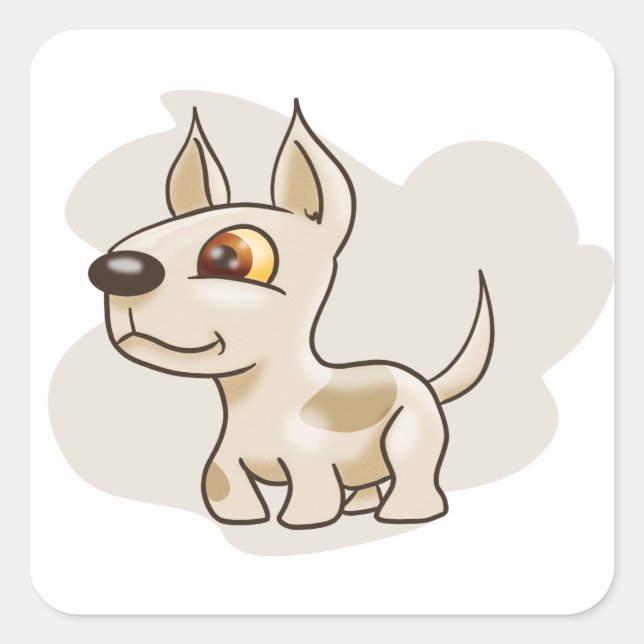 Cartoon Terrier Quadratischer Aufkleber (Vorderseite)