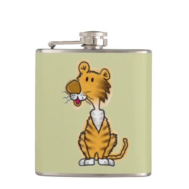 Cartoon Tiger Flachmann (Vorderseite)