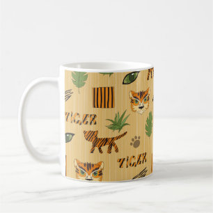 Cartoon Tiger: Fröhliches Kindermuster. Kaffeetasse