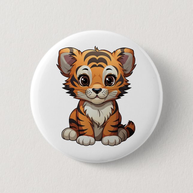 Cartoon Tigerbild Button (Vorderseite)