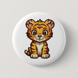 Cartoon Tigerbild Button