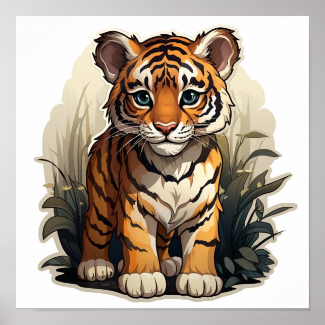 Cartoon Tigerbild Poster (Vorne)