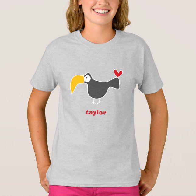 Cartoon Toucan Kid Niedlich Fun Custom Gift T - Sh T-Shirt (Vorderseite)