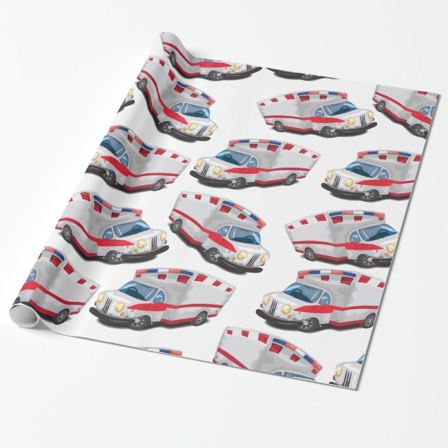 Cartoon Toy Ambulances Geschenkpapier (Ungerollt)