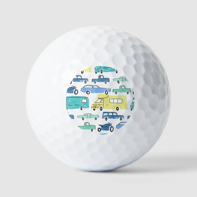 Cartoon Transport: Spaß für Kinder in der Stadt. Golfball (Vorderseite)