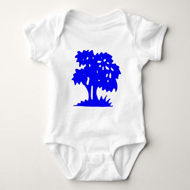 Cartoon Tree - Blue Baby Strampler (Vorderseite)