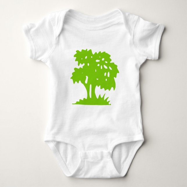 Cartoon Tree - Martian Green Baby Strampler (Vorderseite)