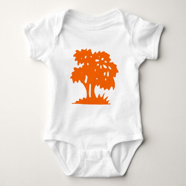 Cartoon Tree - Orange Baby Strampler (Vorderseite)