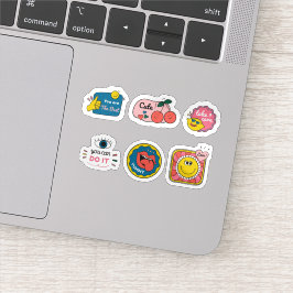 Cartoon trendy Label Aufkleber Set