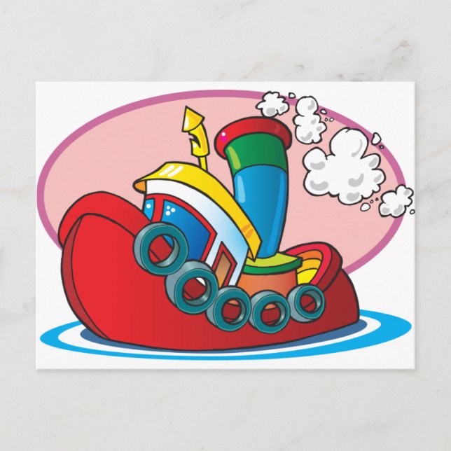 Cartoon Tugboat Postkarte (Vorderseite)