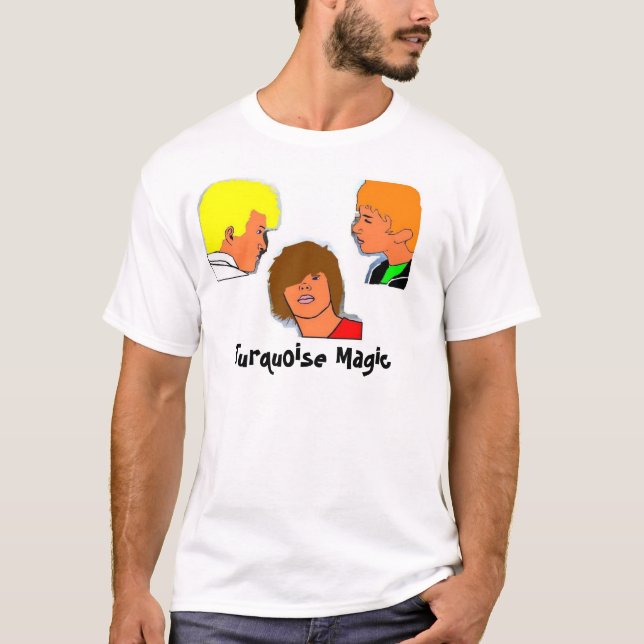 Cartoon-Türkis-Magie T-Shirt (Vorderseite)