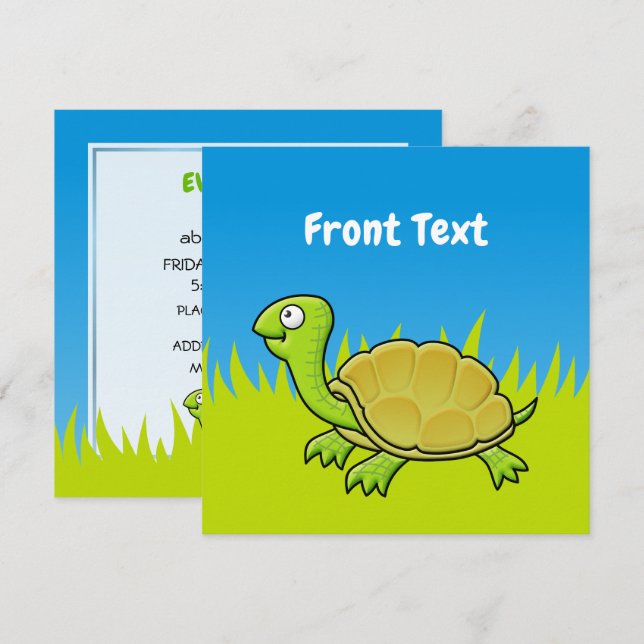 Cartoon Turtle Einladung (Vorne/Hinten)
