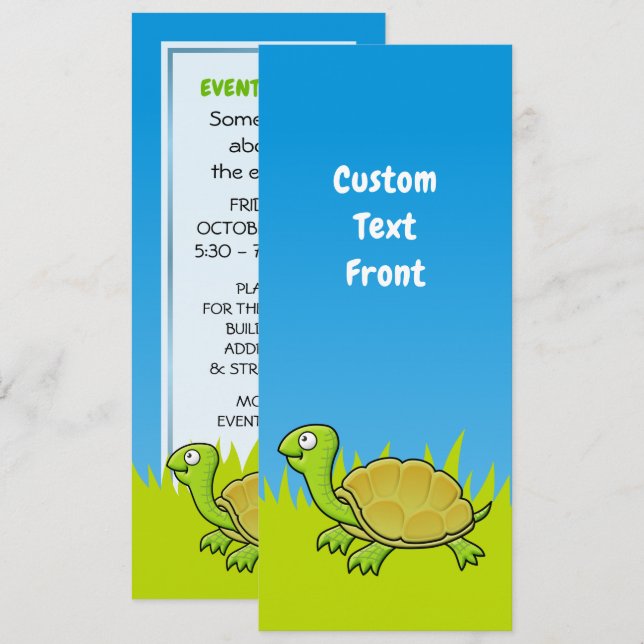 Cartoon Turtle Einladung (Vorne/Hinten)