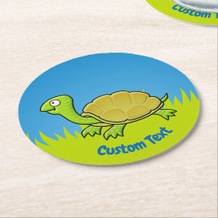 Cartoon Turtle Round Paper Untersetzer