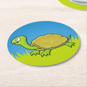 Cartoon Turtle Runder Pappuntersetzer