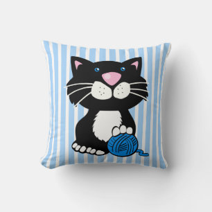 Cartoon Tuxedo Kat und Streifen Kissen Kissen