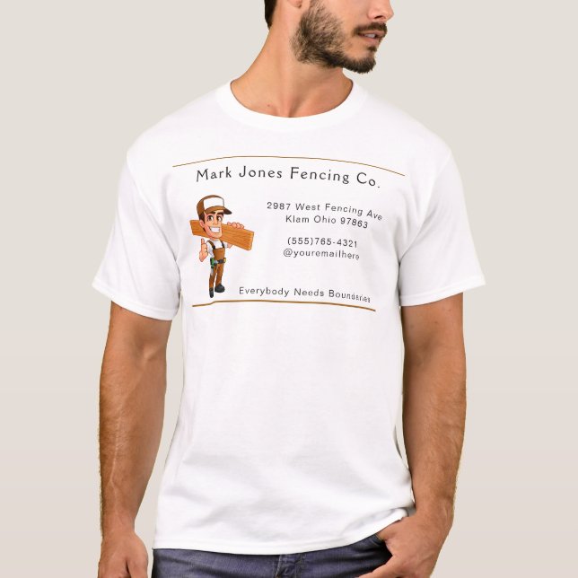 Cartoon Typ Fencing Company Service T-Shirt (Vorderseite)