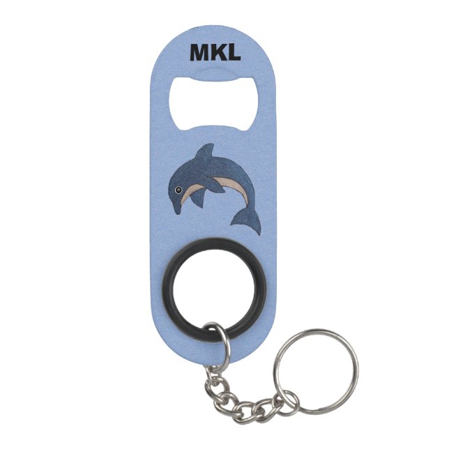 Cartoon Typ Sparkling Blaue weiße Dolphin Mini Flaschenöffner (Rückseite)