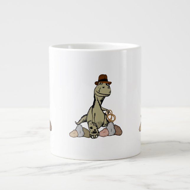 Cartoon Tyrannosaurus Dinosaurier Explorer Jumbo-Tasse (Vorderseite)
