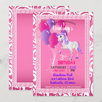 Cartoon Unicorn Geburtstag Einladung
