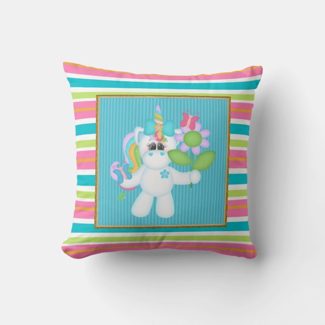 Cartoon Unicorn Kinderzimmer Kissen werfen (Vorderseite)