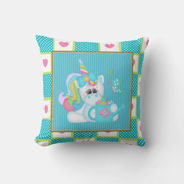 Cartoon Unicorn Kinderzimmer Kissen werfen (Vorderseite)