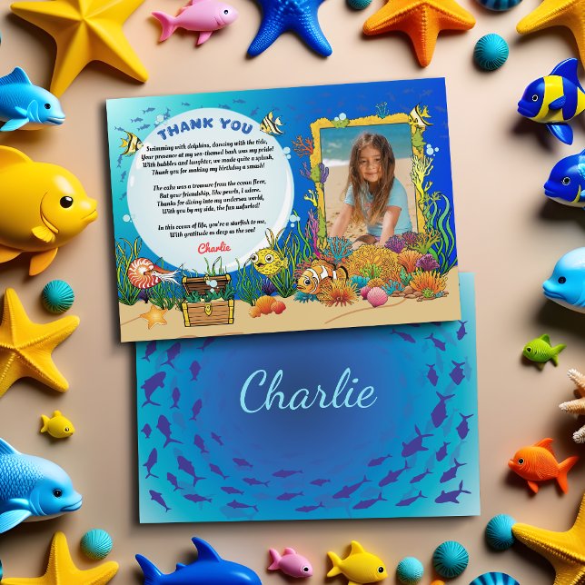 Cartoon unter Meerestieren Kinder Dankeschön Karte (Von Creator hochgeladen)