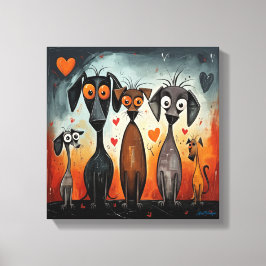 Cartoon Valentine Heart Dogs Art Leinwanddruck