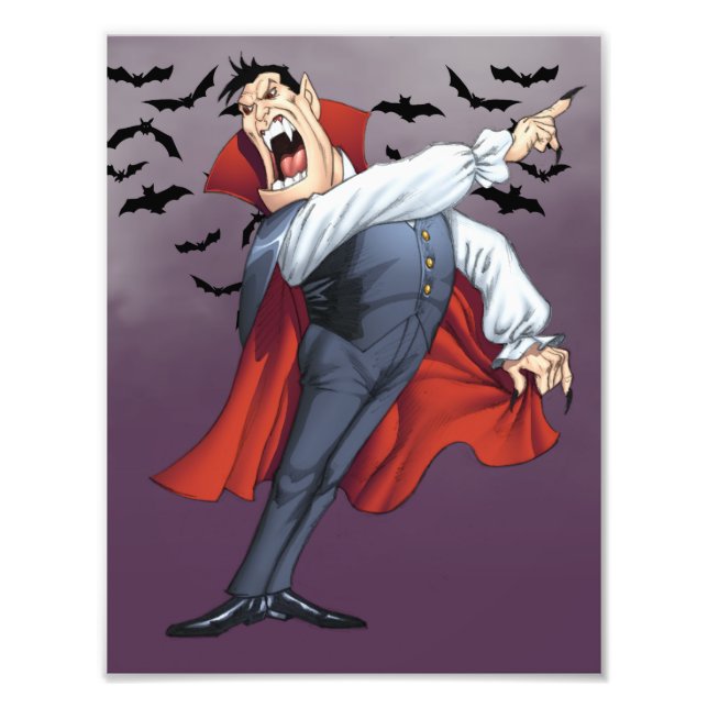 Cartoon Vampire mit Fledermäusen von Al Rio Fotodruck (Vorne)