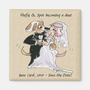 Cartoon verfolgt Wedding Save the Date Magneten Magnet